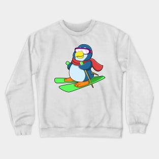 Penguin as Skier with Ski Scarf & Sunglasses Crewneck Sweatshirt